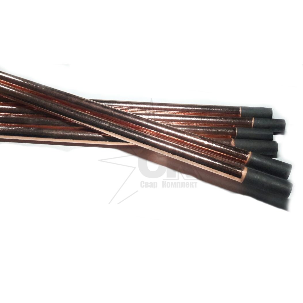 электрод угольный омедненный 10мм. угольный электрод круглый 8-10 мм(carbon). электрод графитовый омедненный.
