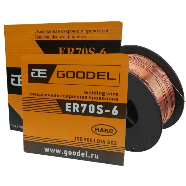 Проволока сварочная омедненная ER70S-6 д. 1,0мм (5кг) Goodel