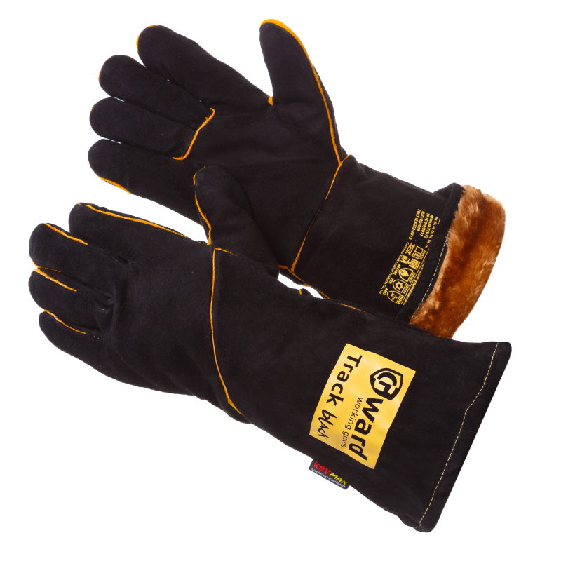 Краги из спилка  черного цвета с широким раструбом GWARD Track Black Zima 6/60 XY071