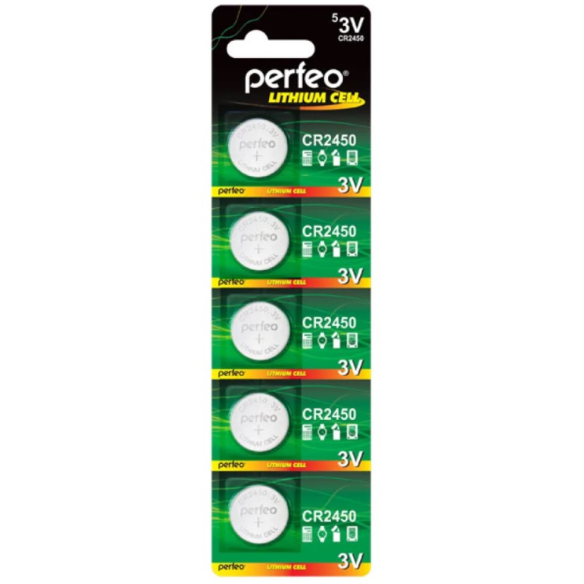 Батарейка Perfeo литиевая CR2450 5/BL
