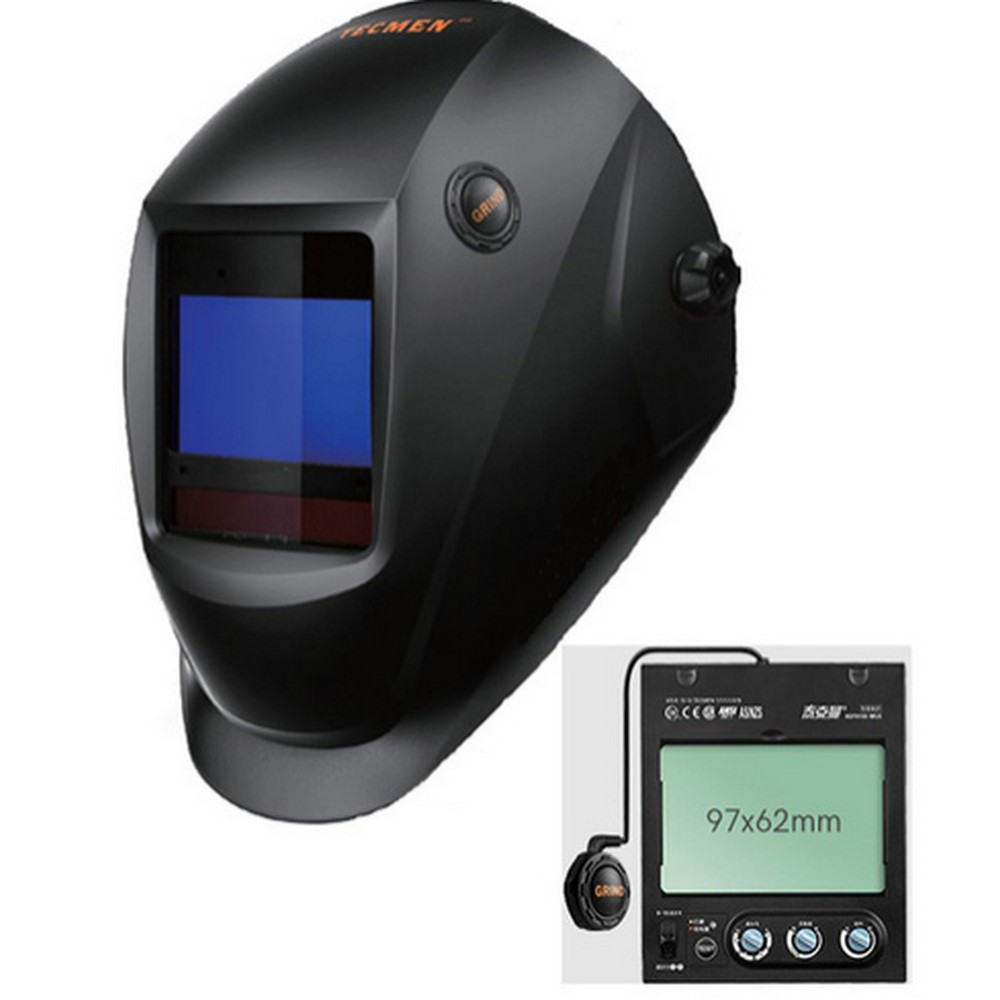Маска сварщика Tecmen ADF-815S с внешней кнопкой GRINDТМ16 BLACK (97*62)
