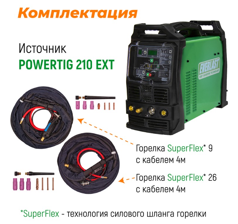Аппарат аргонодуговой сварки PowerTig 210EXT 3EV210P Everlast — изображение 7