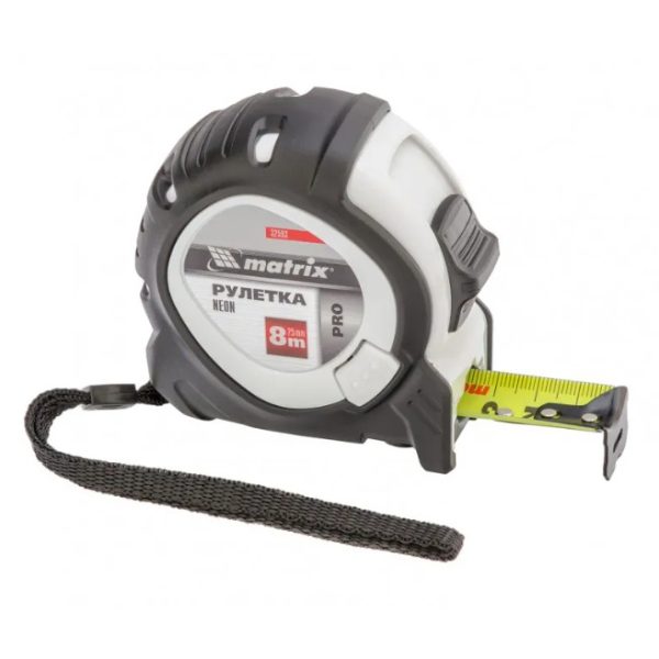 Рулетка 8м 8*25 MATRIX Neon обрезиненый корпус 32593