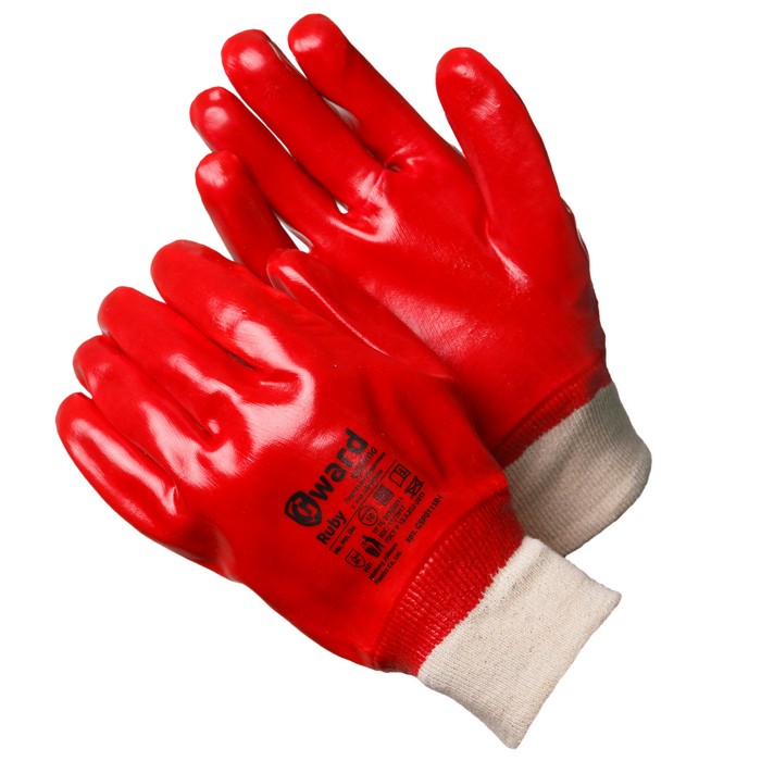 Перчатки МБС, интерлок с покрытием ПВХ, красные GWARD Ruby 12/120 (h-h 10 (XL)) GSP0111R-I