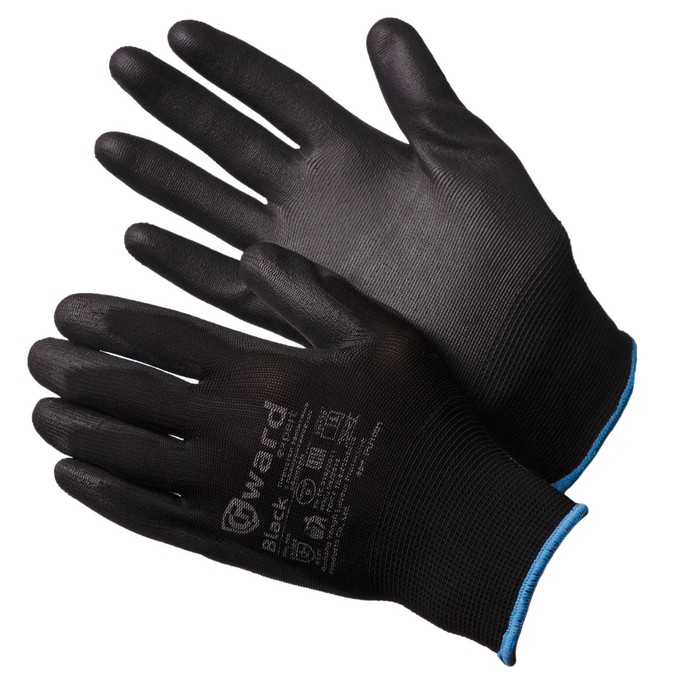 Перчатки нейлоновые с полиуретановым покрытием GWARD Black 12/240 (р-р 7 (S)) PU1001BLACK