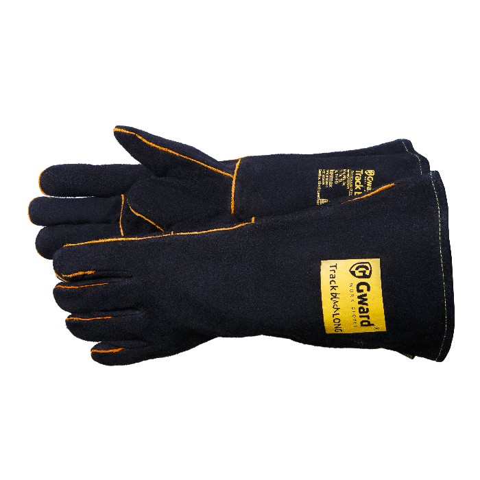 Краги спилковые чёрные с широким раструбом 12/60 GWARD Track Black Long XY073