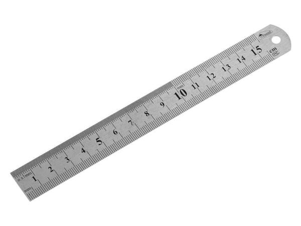 Линейка двусторонняя ,металлическая,150мм (Hobbi)
