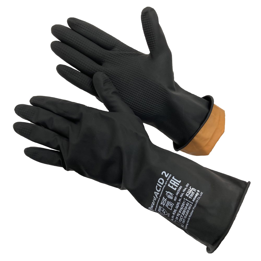 Перчатки КЩС резиновые технические тип II ACID 2, XL(10) 12/120 GWARD