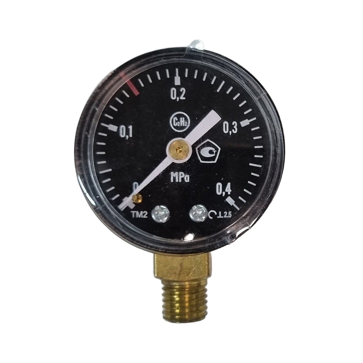 Манометр ацетиленовый 0,4MPa (М12*1,5) SS